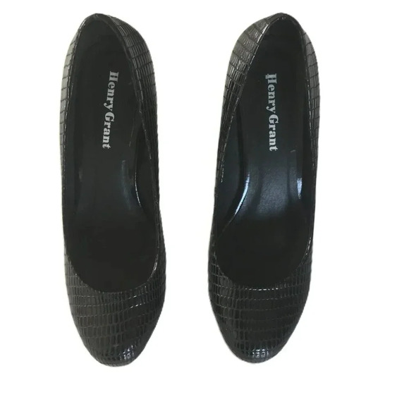 Cole Haan Henry  Grant Black Crocodile-Embossed Heels SZ 7 US / 24 cm - Picture 3 of 8